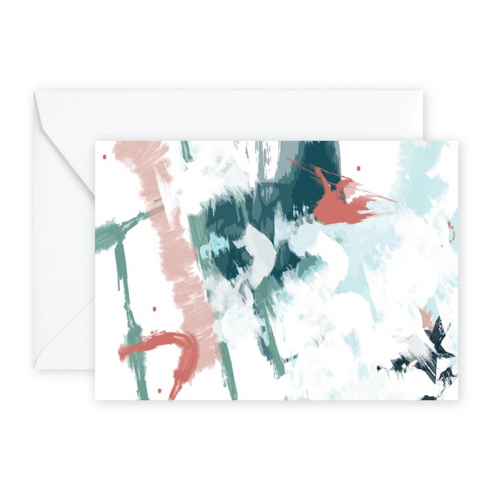 Aqua/Rust Thank you Abstract Notecards + Envs for wholesale by pixelimpress