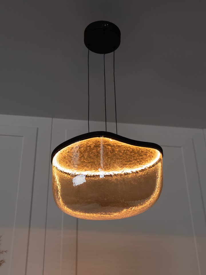 Gambia Honey Glass Black Pendant Light Chandelier 36 Cm for wholesale by HEKA LIGHTING & TRADING LTD