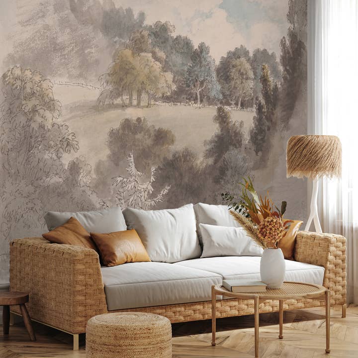 SimurgWallArts - Wholesale Wallpaper - Vintage Panoramic Forest Mural, Peel and Stick Wallpaper13
