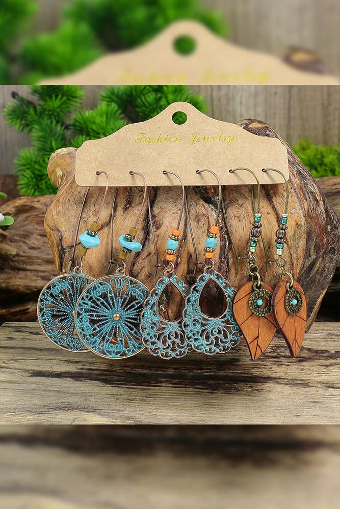 UNISHE - Vente Parures de bijoux - Lot de 5 paires de boucles d’oreilles bohèmes avec pampilles tournesol HH0272