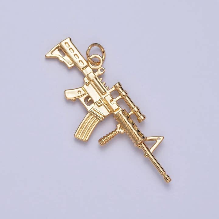 Aim Eternal - Venta al por mayor Abalorios/colgantes individuales - Encanto de Arma de Francotirador Rifle de Oro AR-15 | X-145
