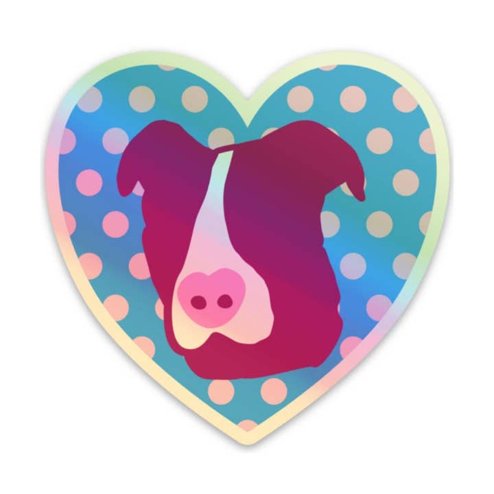 Pittie Puppy Love | Holografische gestanste sticker van 3" voor wholesale door Majestik Magnolia