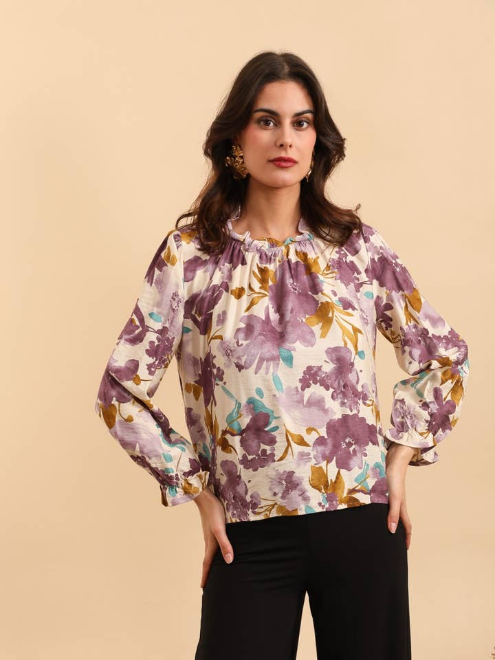 MOOYA - Wholesale Blouse - Women's - Floral long-sleeve blouse - M2016