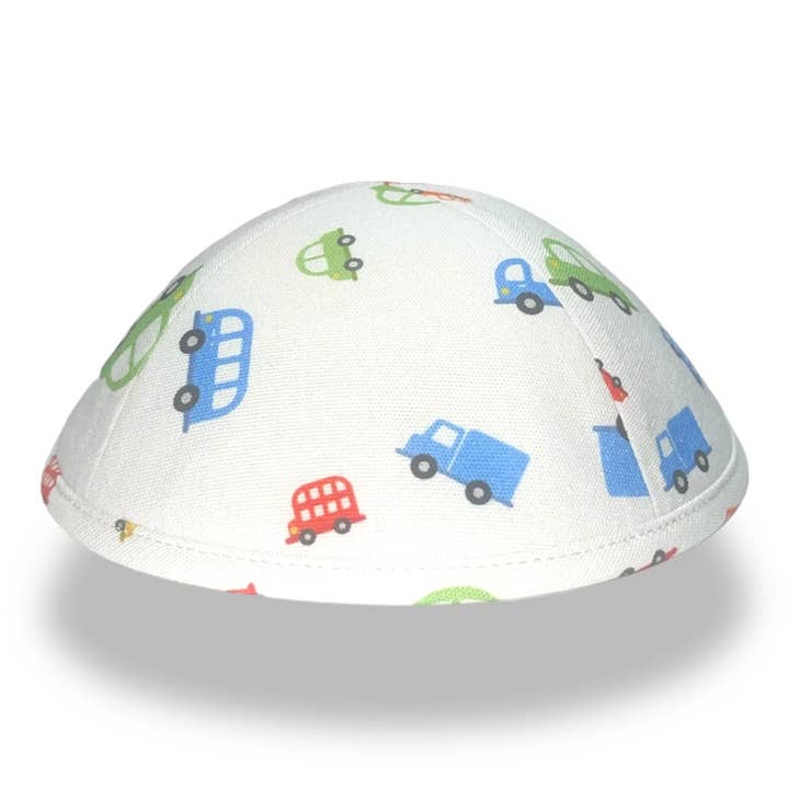 Mensch Kippah - Wholesale Hat Accessory - Men's - Kids Kippah Cars with hair clip for SIZE 4