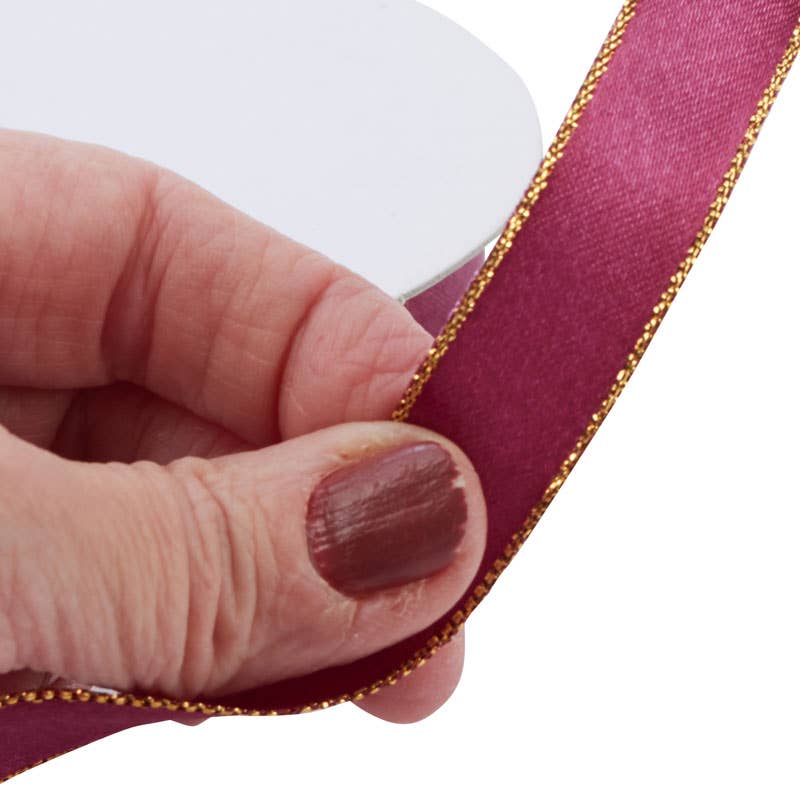 Factory Direct Craft - Wholesale Ribbon - Gift Wrapping - Satin Ribbon -Gold Trim - Select Color3