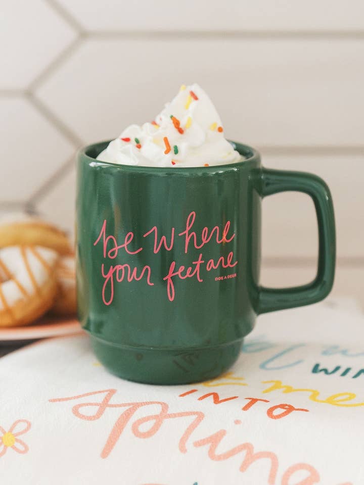 Be Where Your Feet Are Mug for wholesale by Doe A Deer