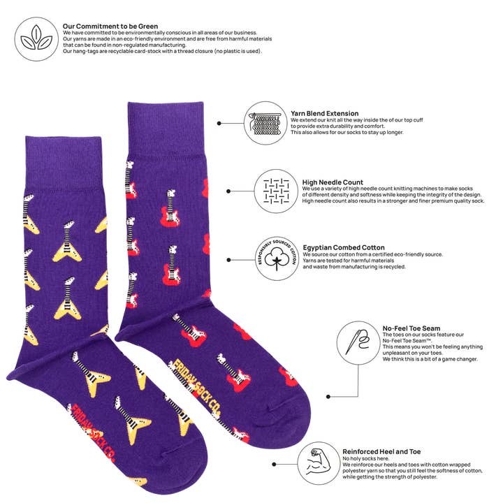 Friday Sock Co. - Wholesale Socks - Men's - Men's Electric Guitar Socks1