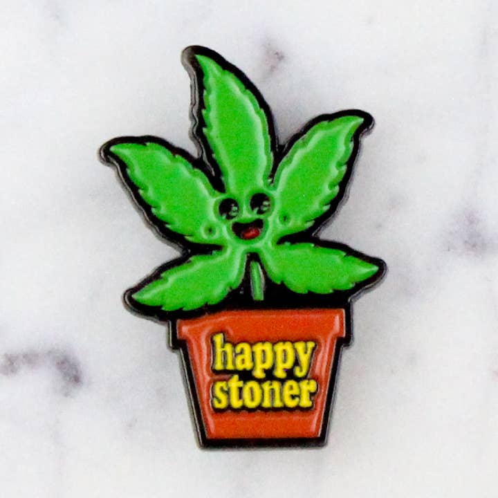 Happy Stoner Pot Buddy - Enamel Pin for wholesale by fntsma