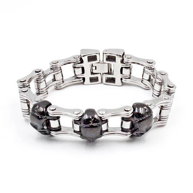 Awaken - Wholesale Link & Chain Bracelet - Bike Chain Bracelet - Skulls - B-0690
