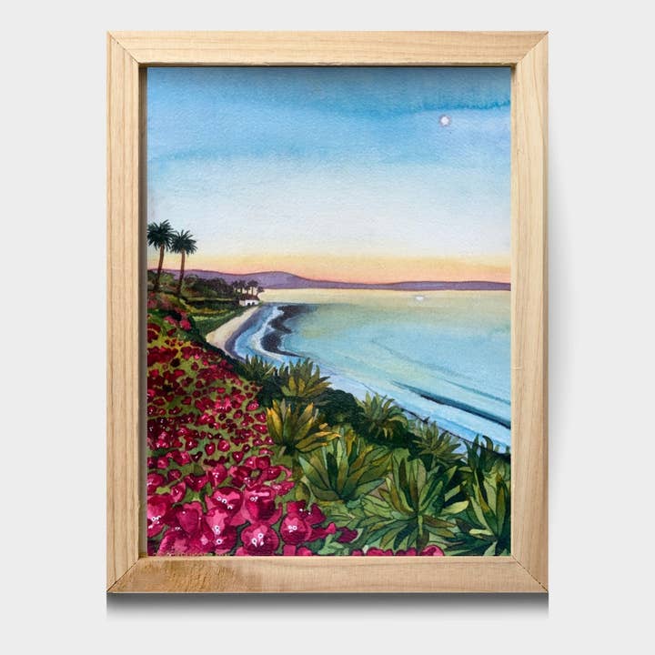 Butterfly Beach Santa Barbara Watercolor Art 11"x14" Print for wholesale by Chloe Marie Hourdequin Designs