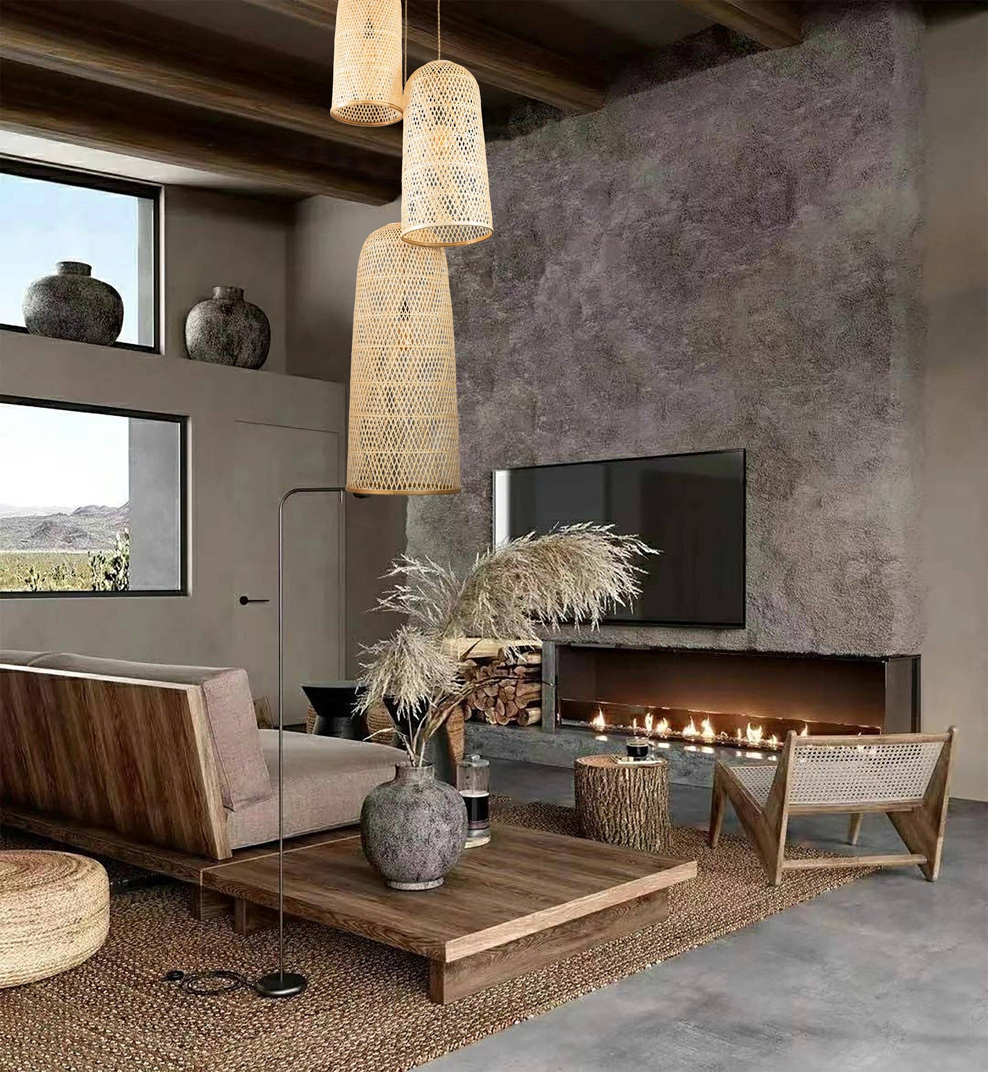 ELE Light & Decor - Wholesale Chandelier/Hanging Light - Three Lights Rattan Pendant Light5