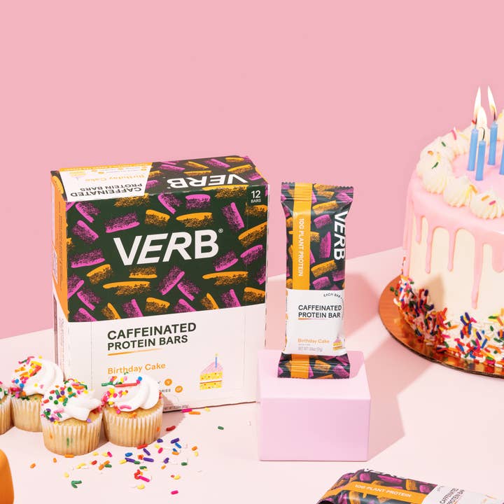 Verb Energy - Wholesale Snack Bar - Caffeinated Protein Bar, Birthday Cake