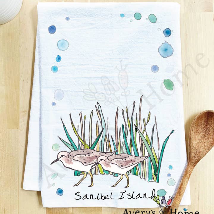 Avery's Home - Wholesale Tea Towel - Sandpipers with Beach Grass Bird Customizable Tea Towel18