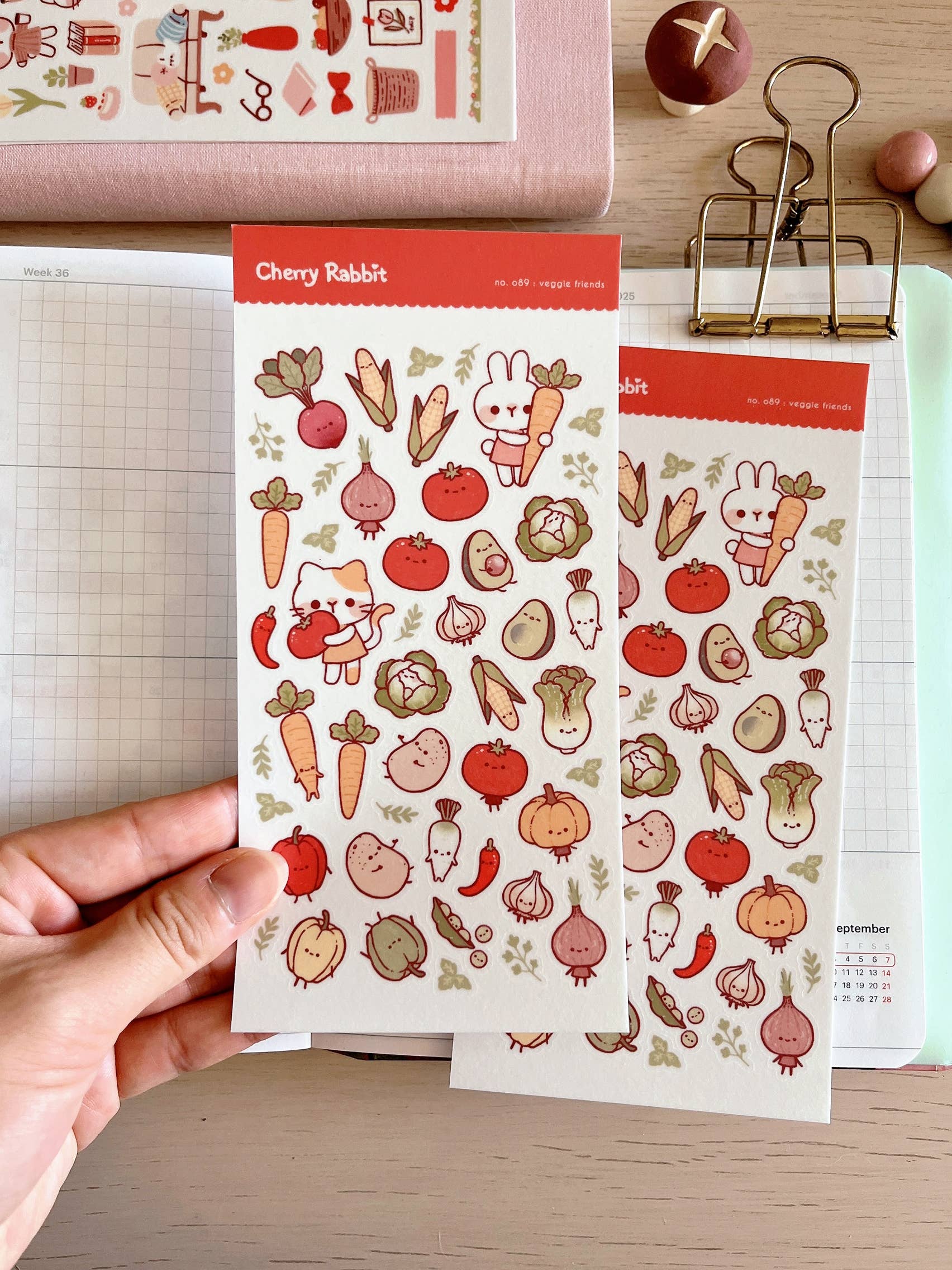 Cherry Rabbit - Wholesale Sticker - Veggie Friends Sticker Sheet no.0891