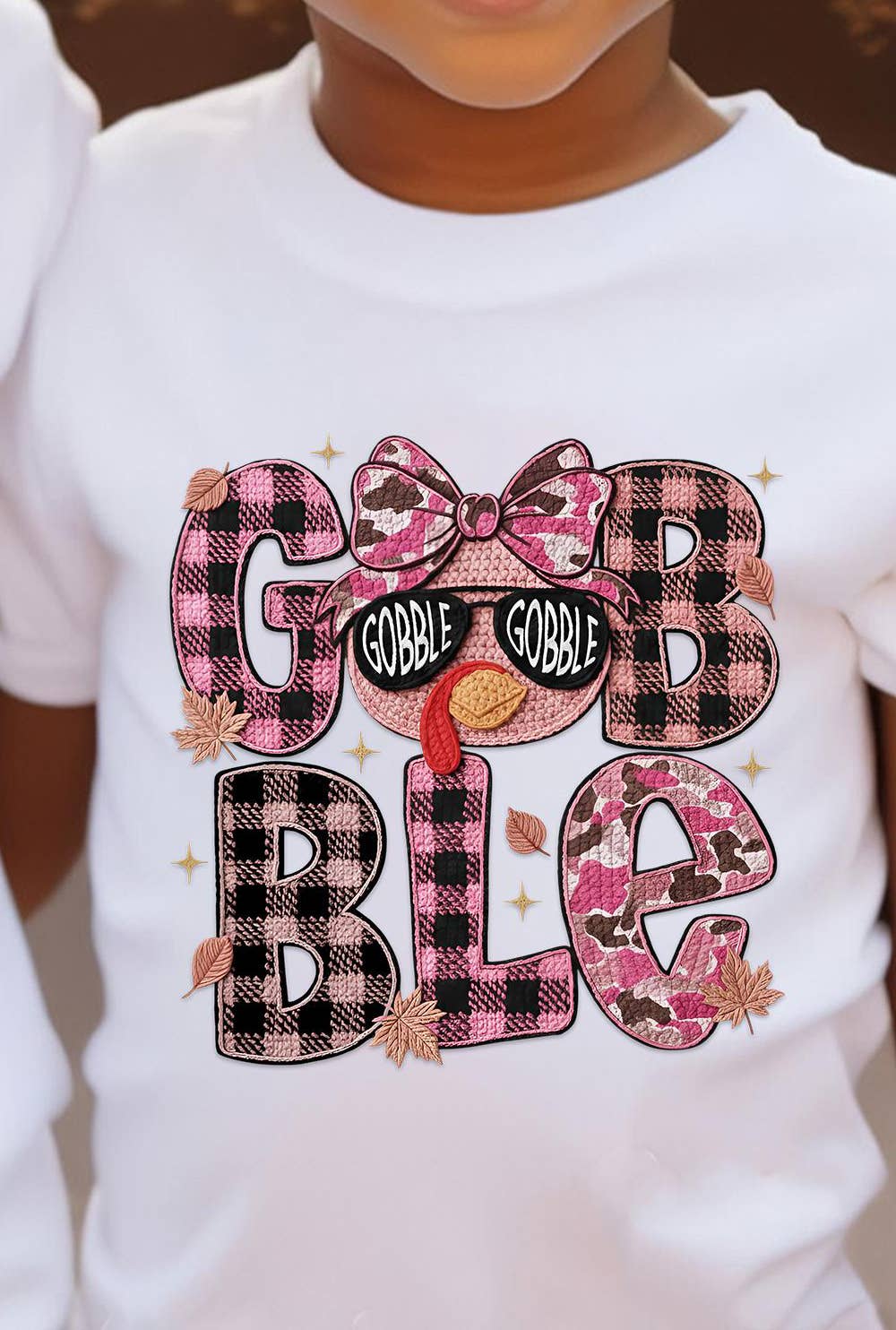 NVC Ecommerce LLC – wholesale T-shirt (graphic) – women's – Faux Yarn Crochet Gobble Turkey Camo Shirt, Gobble Sweater0