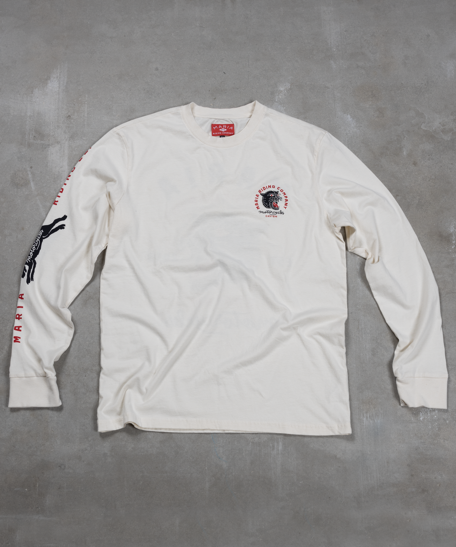Maria Riding Company - Wholesale Graphic Sweatshirt - Men's - Panther Head Long Sleeve - Raw White6