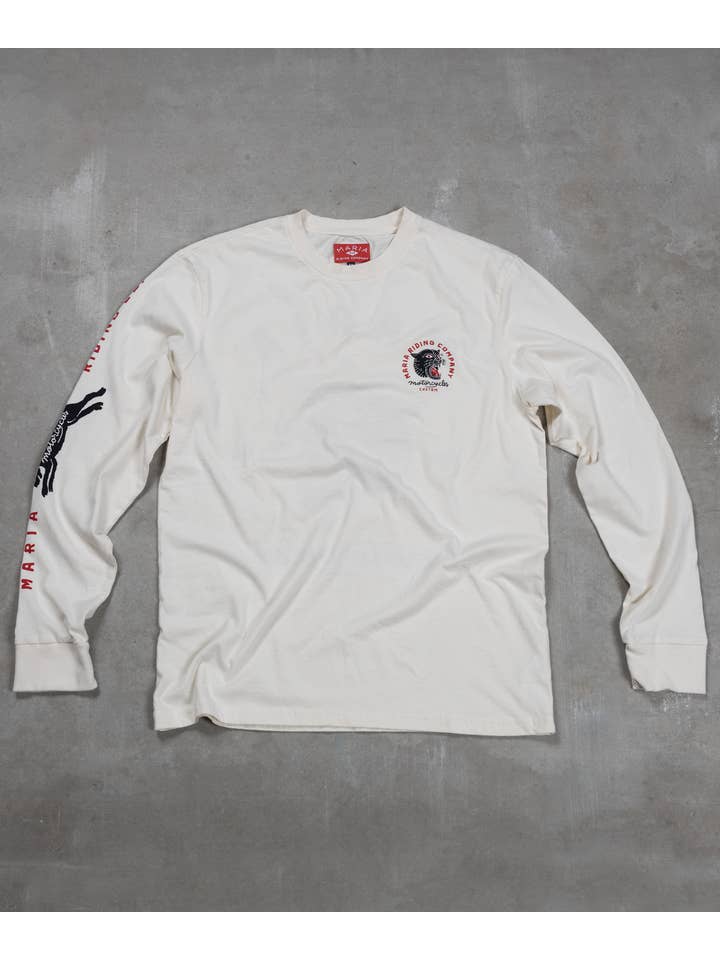 Maria Riding Company - Wholesale Graphic Sweatshirt - Men's - Panther Head Long Sleeve - Raw White6