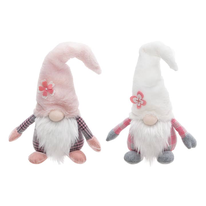 2 GNOMOS DE SOMBRERO DE FLOR ROSA DE TELA ASST para venta al por mayor de Bright Ideas
