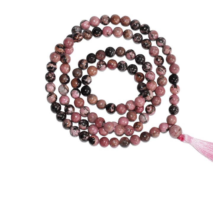 Gemstone Mala | Rhodonite | 108 Prayer Beads Mala | Jap Mala for wholesale by Soothing Crystals
