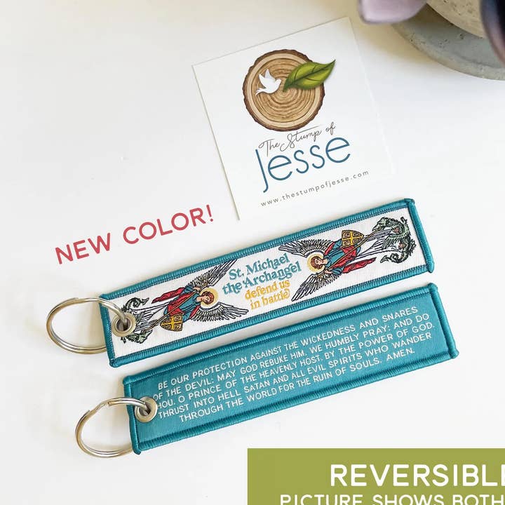 The Stump of Jesse - Wholesale Keychain - Unisex - St. Michael the Archangel Prayer Woven Keychain I Gift0