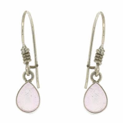 Rose Quartz Teardrop Earrings with safety catch and Box for wholesale by Nova Silver