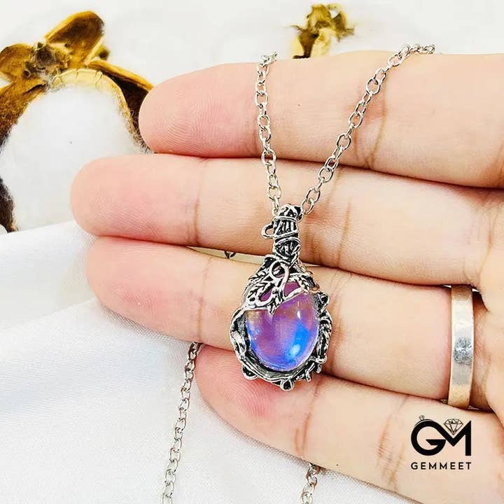 GemMeet - Wholesale Pendant/Charm Necklace - Vintage Wrapped Moonstone Necklace1