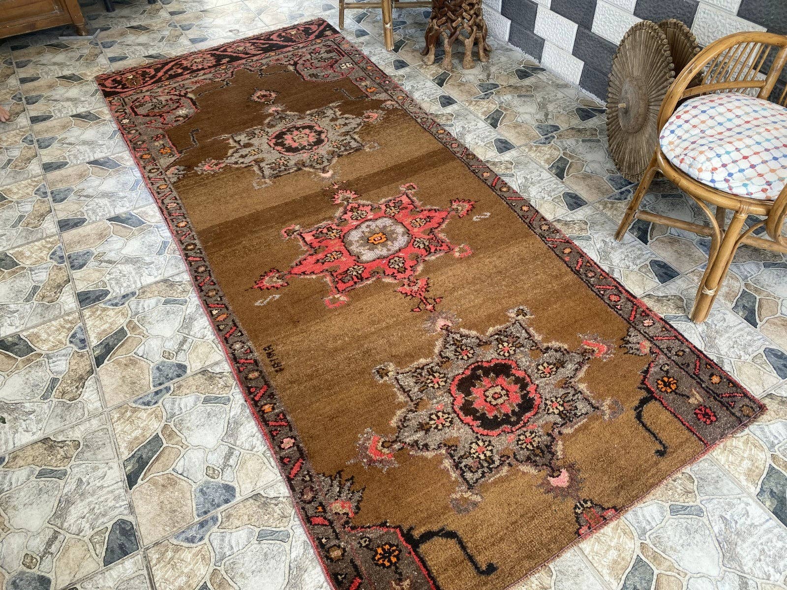 Oushak Rugs – wholesale Runner rug – Vintage Kurdish Runner Rug | 4x10 ft | Hand-Knotted Wool Rug5
