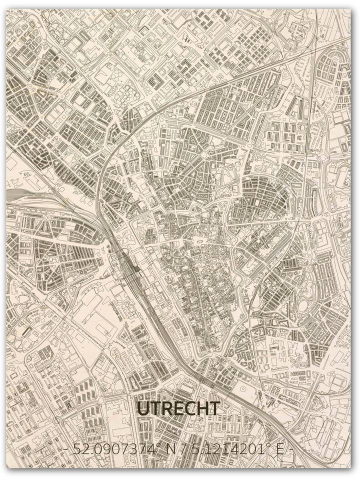 Wall decoration Citymap Utrecht | Wooden wall panel för wholesale av Brandthout.