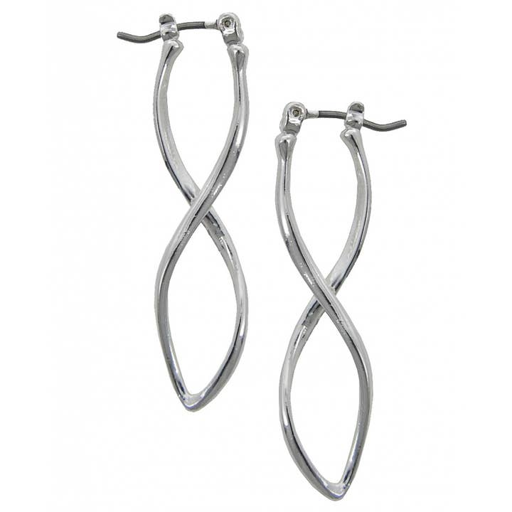 FR4399 Créoles en métal Silver Wave Twist Design Look pour la vente par 0011 PREMIERE