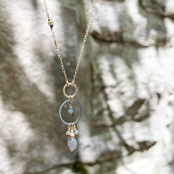 Freshie & Zero - Wholesale Pendant/charm necklace - Portico Dusky Coast Artisan Necklace - Labradorite, Gold2