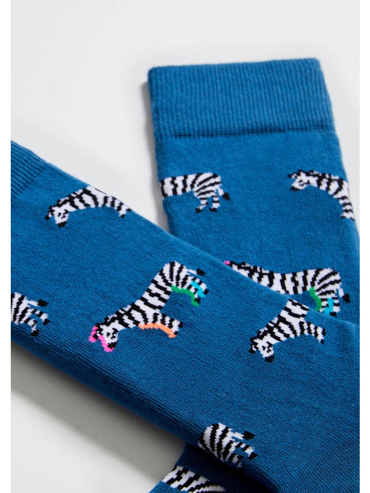 BeZebra Blue - 100% Organic Cotton Socks for wholesale on Faire2