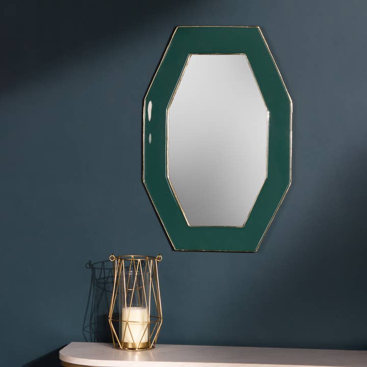 Framed Octagonal Wall Mirror Teal for wholesale on Faire2