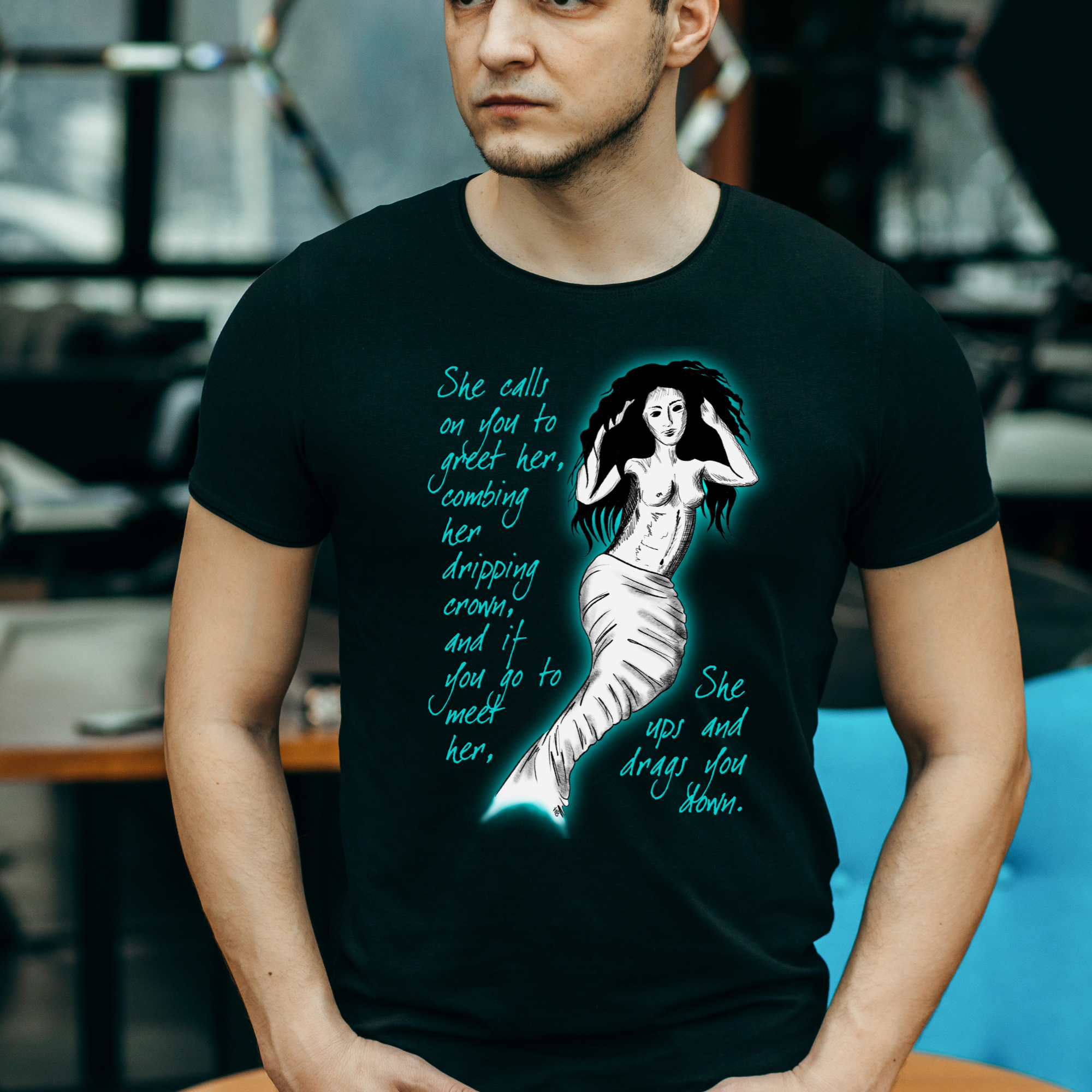 Hannah Kate Makes - Wholesale T-Shirt (Graphic) - Unisex - Mermaid T-shirt - Black - 100% Cotton - Regular/Fitted2