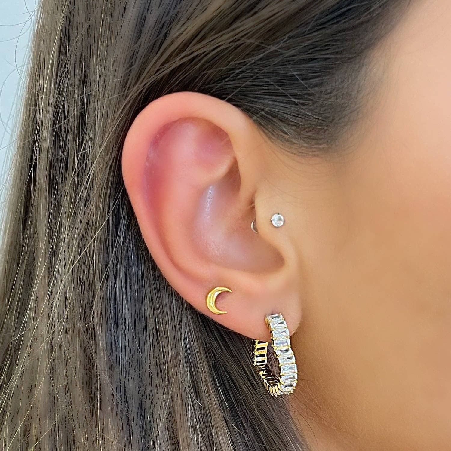 Schmuckgroßhandel - Vente Boucles d'oreille uniques - Piercing Lune en titane4