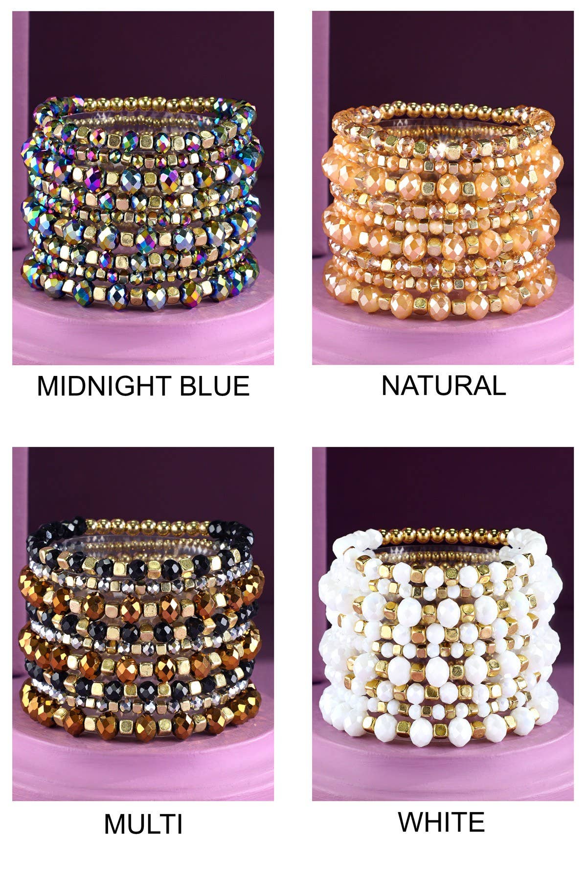Urbanista - Wholesale Beaded Bracelet - 9 Set Colorful Stackable Beaded Stretch Bracelet5