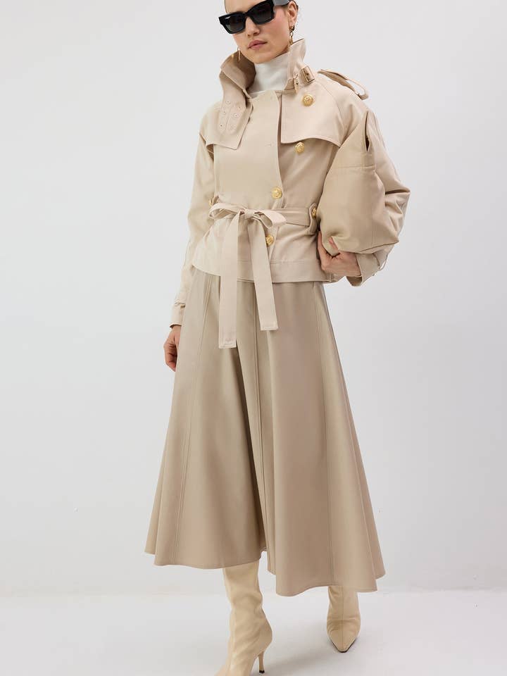 SHORT BELTED DOUBLE BREASTED TRENCH COAT for wholesale by Touché Privé