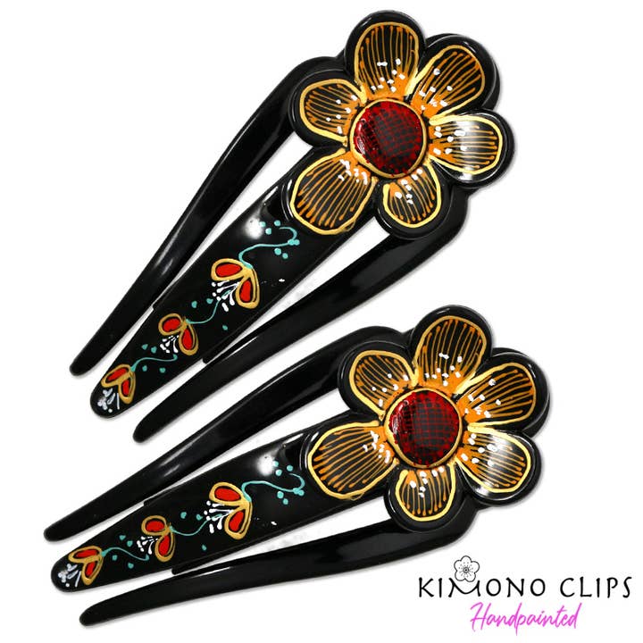 610p Daisy handmålad klämma för wholesale av Kimono Clips