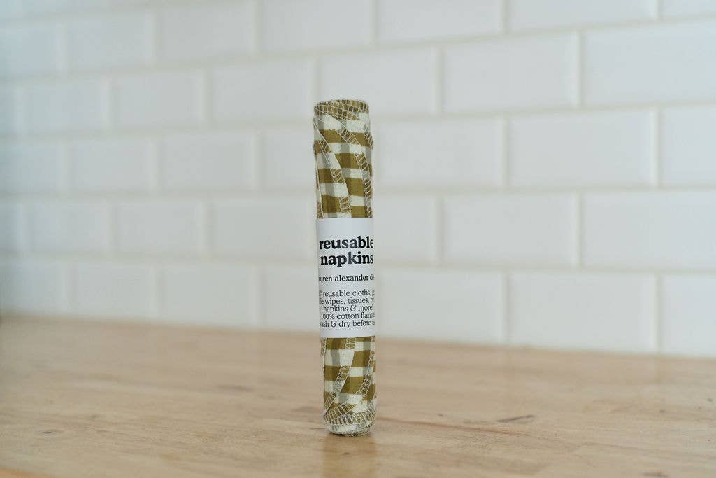 Lauren Alexander Designs - Wholesale Dinner & Cloth Napkin - Reusable Napkins - Green Gingham