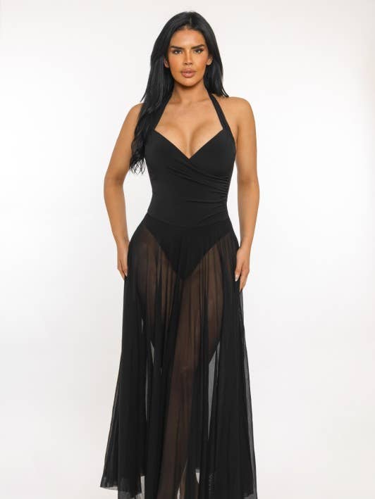 VESTIDO DE PESCOÇO HALTER VÉU DA SEREIA por atacado de DIOSA