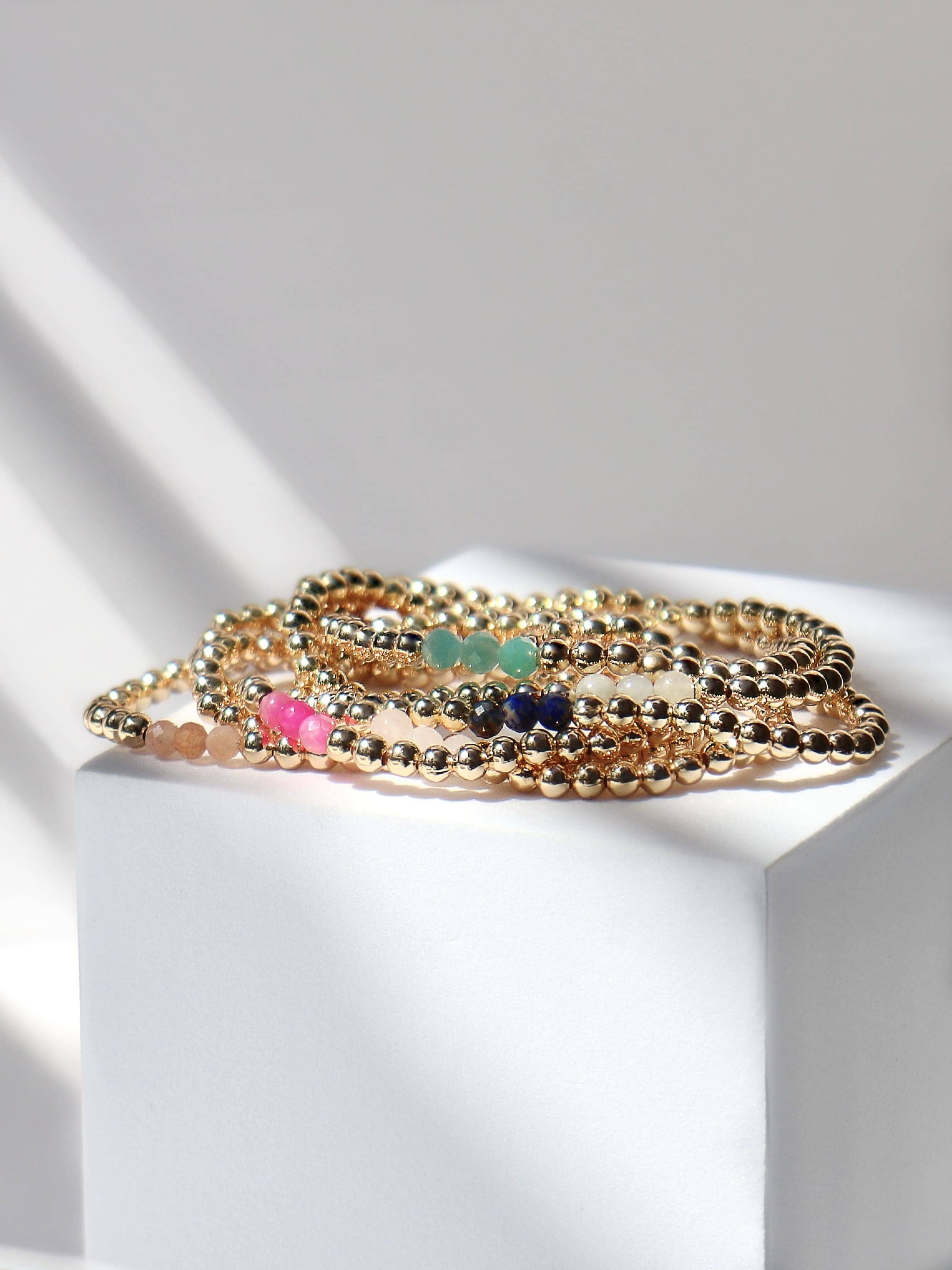 Kaylie Dawn Jewelry - Wholesale Beaded Bracelet - Set of 6: Gemma Gold Filled Stackable Bracelets Made in USA3