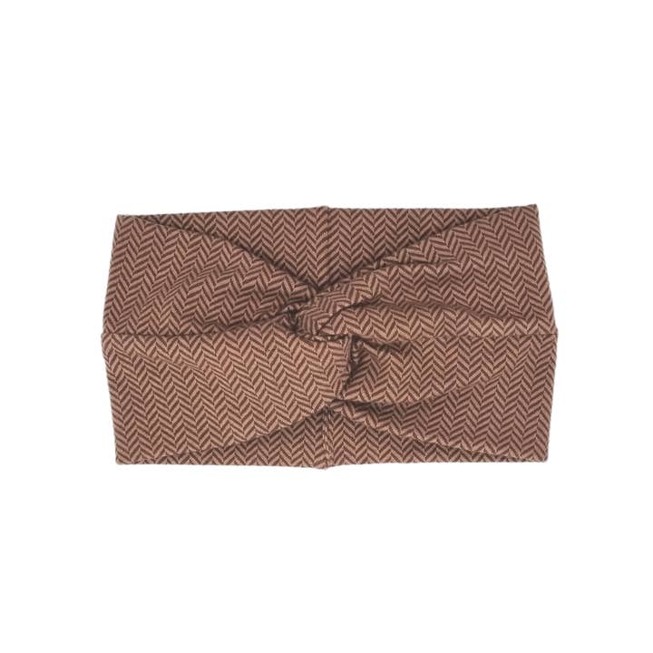Headband made of organic cotton – herringbone brown for wholesale by Flavia Soares