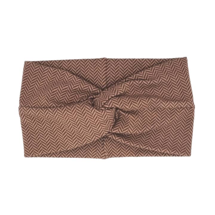 Pandebånd af økologisk bomuld – sildebensmønster brun for engroshandel hos Flavia Soares