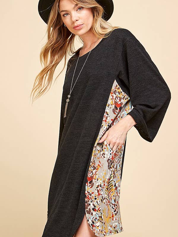 Shopin LA - Wholesale Dress - Women's - SPD7049 - WOMEN MULTI PAISLEY V NECK LOOSE TUNIC DRESS