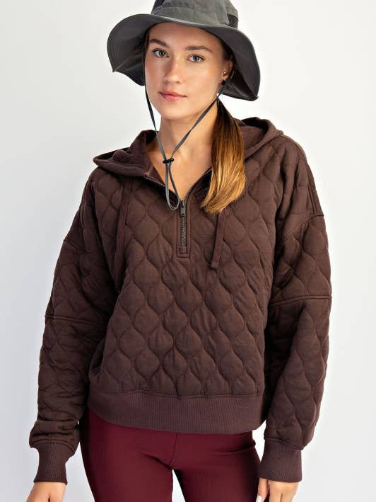 J283137-QUARTER ZIP QUILTED HOODIE JACKET  and other Purchase Wholesale quilted pullover. Free Returns & Net 60 Terms on Faire trending on Faire.