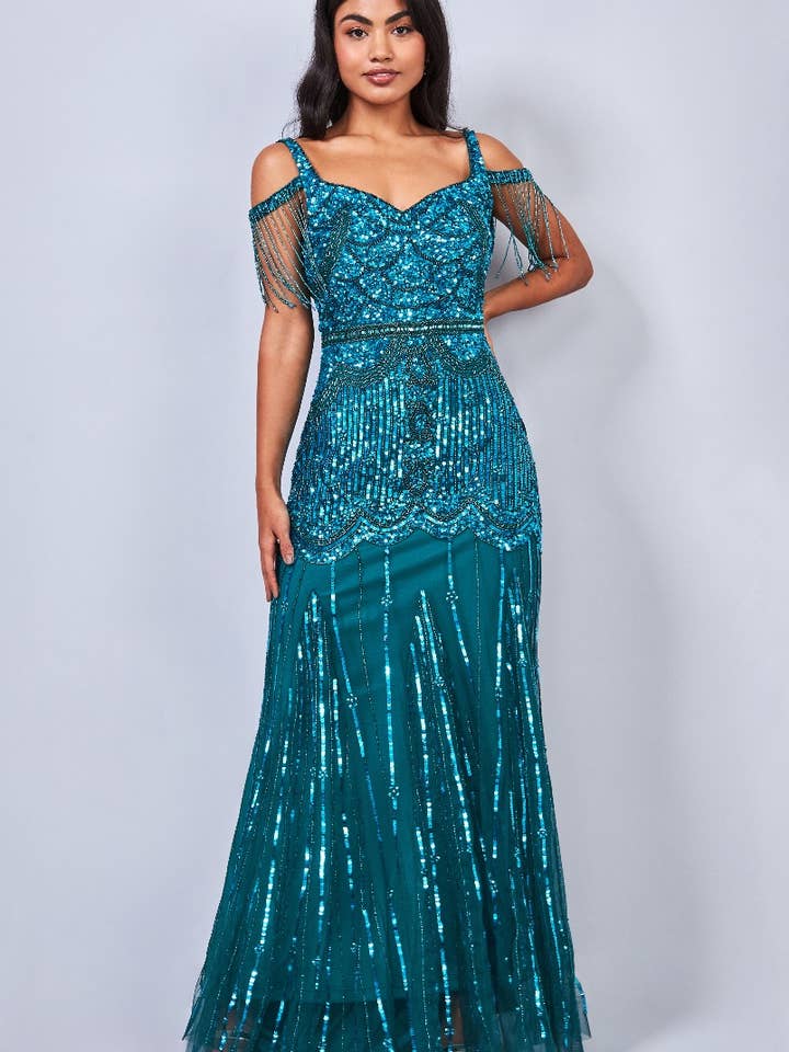 Chloe Kall Axel Maxi Klänning I Kricka Blå för wholesale av Gatsbylady London