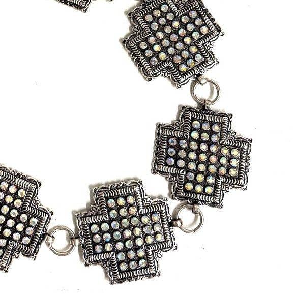 Snowing West - Wholesale Belt – Women's - Western Crystal Cross Chain Belt - S1