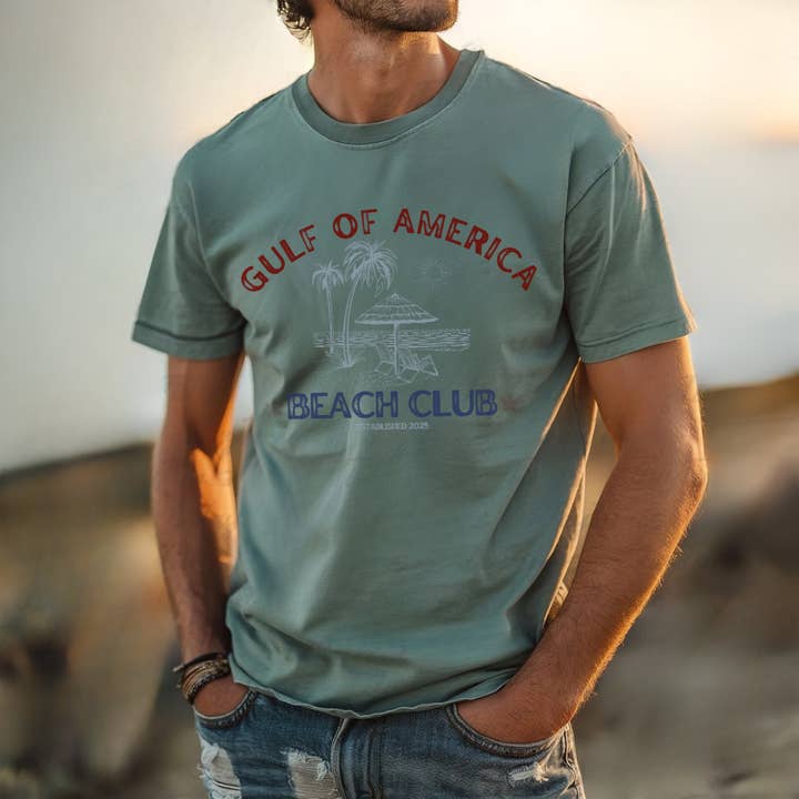 Over Print | Gulf Of America Beach Club Tees for wholesale by Clover + Cotton Co