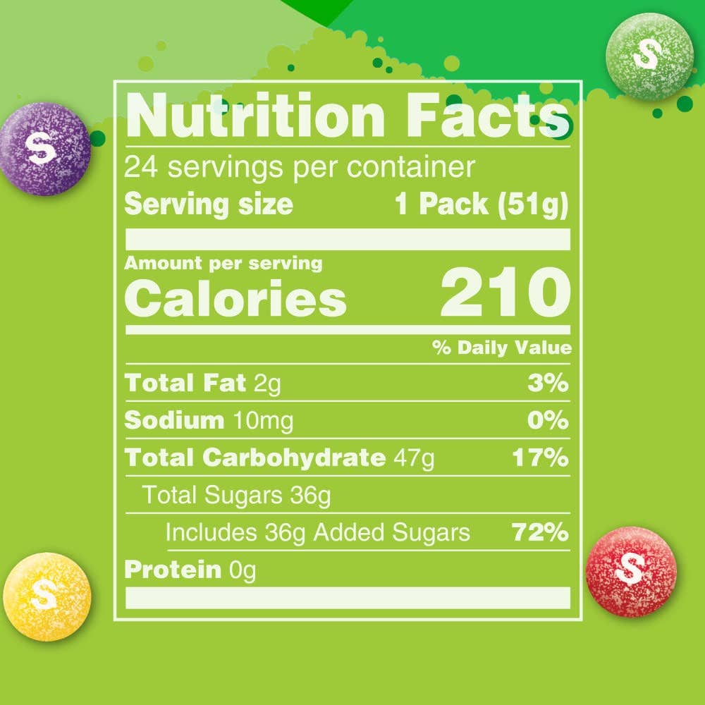 Horizon Top Market - Wholesale Cotton Candy - SKITTLES Sour Chewy Candy Bulk Pack, 1.8 oz x 244