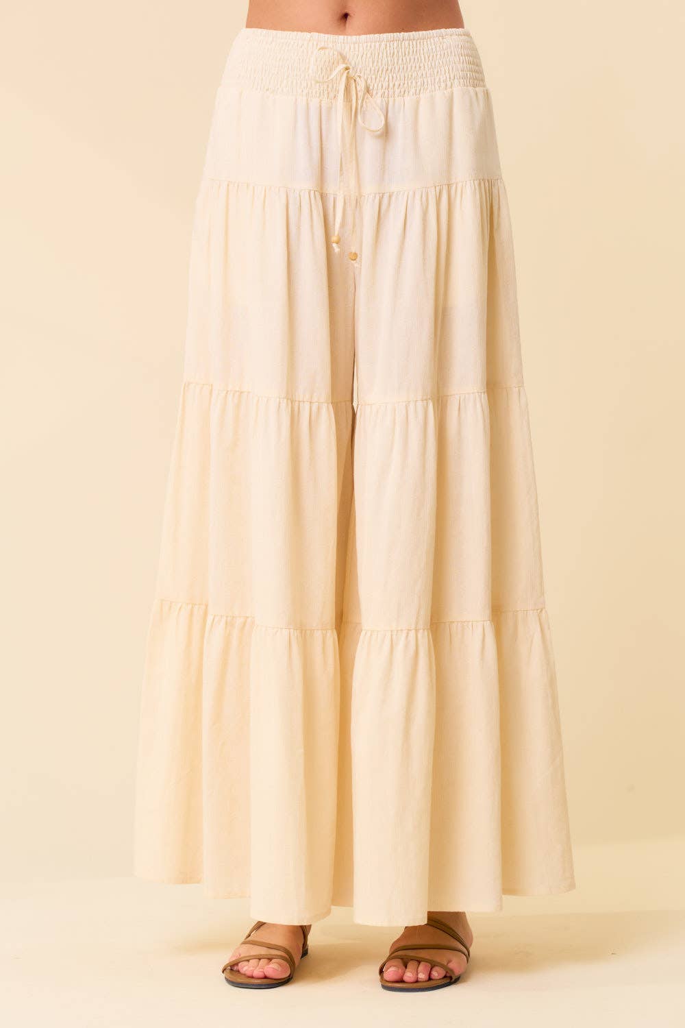 Doe and Rae - Wholesale Pants - Women's - TIERED WIDE PANTS WITH SMOCKED WAIST - 8763P3