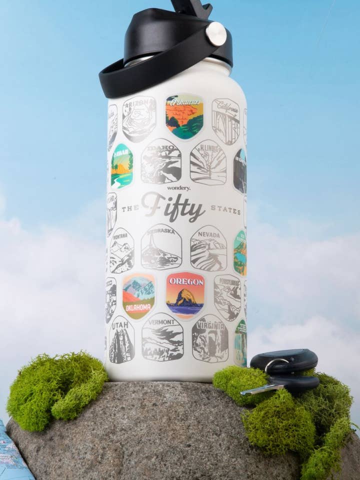 Fifty States Bucket List Bottle for wholesale by Wondery Outdoors